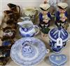 A collection of lustre jugs, a Jasperware lidded pot and another etc.                                                                  