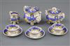 A Rockingham porcelain miniature tea set, c.1830-42, teapot 9.5cm across, damage to teapot                                             