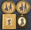 A pair of early Victorian cut paper silhouettes of dancing couples,                                                                    