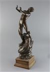 Henry Alfred Pegram RA (1862-1937). A bronze group of Hylas and a water nymph, overall H.23.5in.                                       