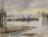 David Griffin Wapping Group (1952-2002), watercolour, Estuary scene, signed, 34 x 43cm                                                                                                                                      
