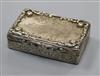 A Victorian engraved silver table snuff box, Cronin & Wheeler, Birmingham, circa 1850, 86mm.                                           