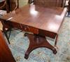 A 19th century North European mahogany drop flap centre table on pillar and platform base W.88cm                                       