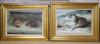 John Edwards (20th century), two oils on board, 'Otter in winter' and 'Hedgehogs', signed, 24 x 34cm and 24 x 34cm, frames differ                                                                                           