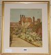 Harry Hine (1845-1941), watercolour, house and herbaceous border, signed, 31 x 25cm                                                    