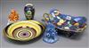 A pair of Carlton Ware pen holders and a similar lustre fruit decorated bowl, dish and vase (5) largest length 31cm                    