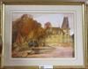 Ernest Greenwood, mixed media on paper, view of a chateau, signed and dated '78, 26 x 36cm                                             