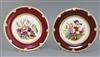 A rare and early pair of Rockingham porcelain cabinet plates, c.1826, D. 23cm, one cracked                                             