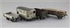 An LMS guards van, 6 wheel, no.32573, in grey, a SR open truck, 12T, no.61280, in brown, an Engineers                                  