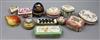 Twelve assorted porcelain snuff boxes etc.                                                                                             