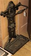 A Victorian cast iron stick stand W.44cm                                                                                               