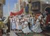 20th century Egyptian School, oil on canvas, an Egyptian Wedding, 94 x 124cm, unframed                                                 