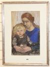 Maxwell Ashby Armfield (1881-1972) pastel, Mother and child, initialled, 47 x 30cm                                                     