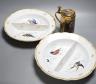 A pair of bird decorated Vienna dishes and a tankard (a.f)                                                                                                                                                                  