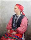 Mikhail Zheleznov (1924-1997) Portrait of a seated woman 30.5 x 24in.                                                                  