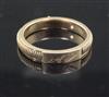 A Victorian milled gold hinged twin compartment mourning band, size Q/R.                                                               