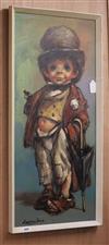 Leighton-Jones, oil on board, Street urchin, signed 84 x 38cm                                                                          