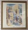 David Gilbo'a (1910-1976), watercolour, Street view of Jerusalem, with figures, circa 1950s, 56 x 40cm                                 