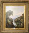 P. Paul, oil on canvas, Mountainous landscape with waterfall, signed, 60 x 50cm                                                        