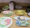 A collection of Carlton Ware flower moulded dishes and two vases, many Australian design largest diameter 29cm                         