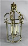 A Victorian brass hall lantern, H.2ft 11in.                                                                                            