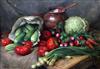 Nikolai Kalmykov (1924-1994) Still life of vegetables on a table top 19 x 26.5in.                                                      