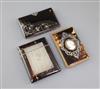 Three Victorian tortoiseshell and silver inlaid card cases, 10.5cm                                                                     