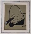 Victor Wiez, F.S.I.A, (1913-1966), ink on tinted paper, "Winston", signed political cartoon of Sir Winston Churchill, 28 x 24cm        