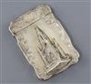 An early Victorian silver 'castle top' card case decorated with the Scott monument, by William & Edward Turnpenny, 93mm.               