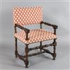 A mid 17th century French or Italian walnut armchair,                                                                                  