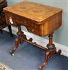 A mid Victorian boxwood strung burr walnut card table W.69cm                                                                           