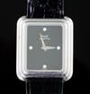 A lady's modern 18k white gold Piaget quartz rectangular wrist watch with diamond chip set dial,                                       