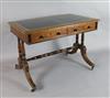 A Regency parcel ebonised oak writing table, W.3ft 6in. D.2ft 3in. H.2ft 6in.                                                          