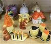 A collection of Carlton Ware novelty jars and covers, cruets, sugar shakers etc. tallest 15cm                                          