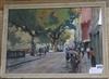 A Pozenat, charcoal and watercolour, Paris street scene, signed 32 x 45cm                                                              