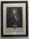 John Faber (c. 1695-1756), 1733, early framed mezzotint, William Cavendish, 2nd Duke of Devonshire, after Sir Godfrey Kneller, 41x28cm 