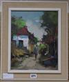 Y. Kocker, oil on canvas, Figure on a lane, signed 30 x 24cm                                                                           