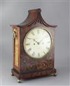 An early 19th century brass inlaid mahogany table clock and wall bracket                                                               