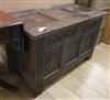 A later carved 17th century oak coffer W.107cm                                                                                         