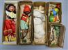 Five 1950's and later Pelham puppets,                                                                                                  