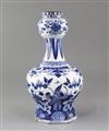 A 17th/18th century Delft garlic neck blue and white vase, 28cm                                                                        