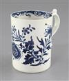 A Lowestoft blue and white cylindrical mug, c.1770, height 12cm                                                                        