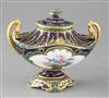 A Royal Crown Derby two handled vase and cover, painted by Ellis Clark, height 14cm                                                    