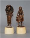 A pair of small bronzes of children tallest 16cm                                                                                       