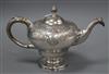 A late George II silver inverted pear shaped teapot by Lothian & Robertson, Edinburgh, 1759, gross 24 oz.                              