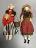 Two costume dolls, one an Oyster bisque head, height 28cm, two bisque shoulder plate/boots/hands, height 28cm                                                                                                               