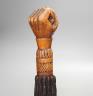A Victorian carved wood walking cane modelled as a parasol 86cm                                                                                                                                                             