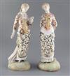 Two French painted biscuit porcelain figures of elegant ladies, late 19th century, height 35.5cm and 36cm                              