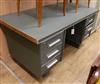 A faux leather 'tank' pedestal desk W.153cm                                                                                            