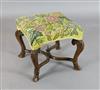 A late 17th century walnut stool, W.1ft 8in. H.1ft 4in.                                                                                